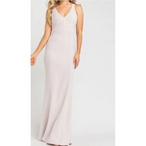 NEW! Show Me Your Mumu Morgan Stretch Crepe Gown Dress In Oyster Size Small $198